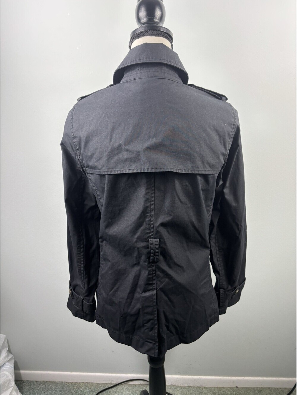 VTG Old Navy Women's Short Double-Breasted Trench Jacket Sz S Water Resistant - Picture 2 of 8